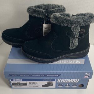 Khombu Cold Weather Winter Ankle Boots Size 7 Water Repellent Leather
